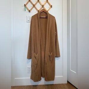 Anthropologie 'Sleeping on Snow' Plush Open-Front Cardigan - Camel